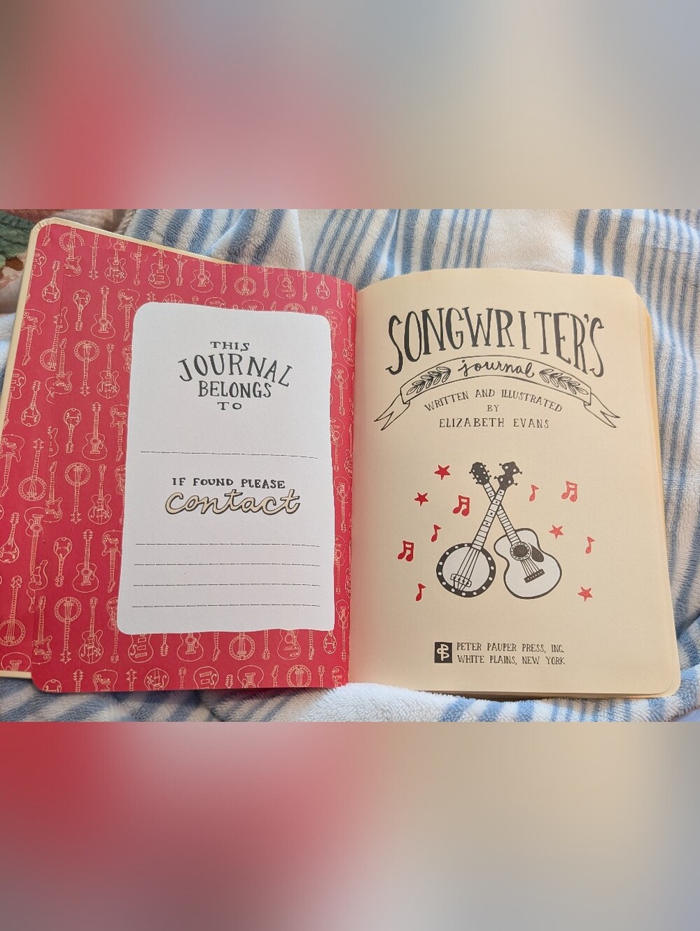 New Unused Songwriter's Journal - By Elizabeth Evans ~ Red & Cream Cover - Picture 4 of 6